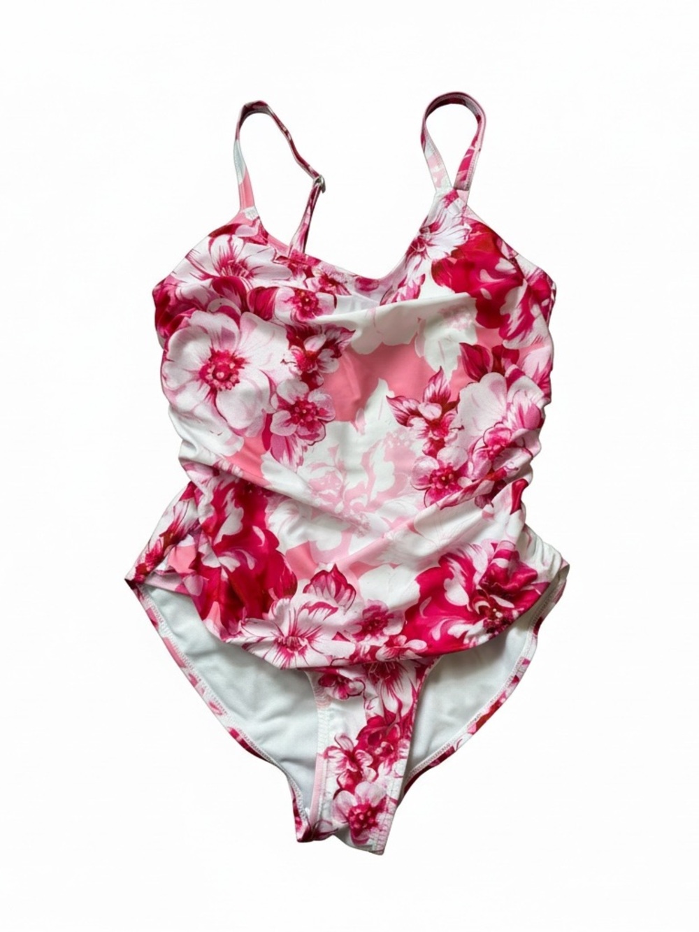 Nicole Miller White and Pink Floral One-Piece Swimsuit NWOT